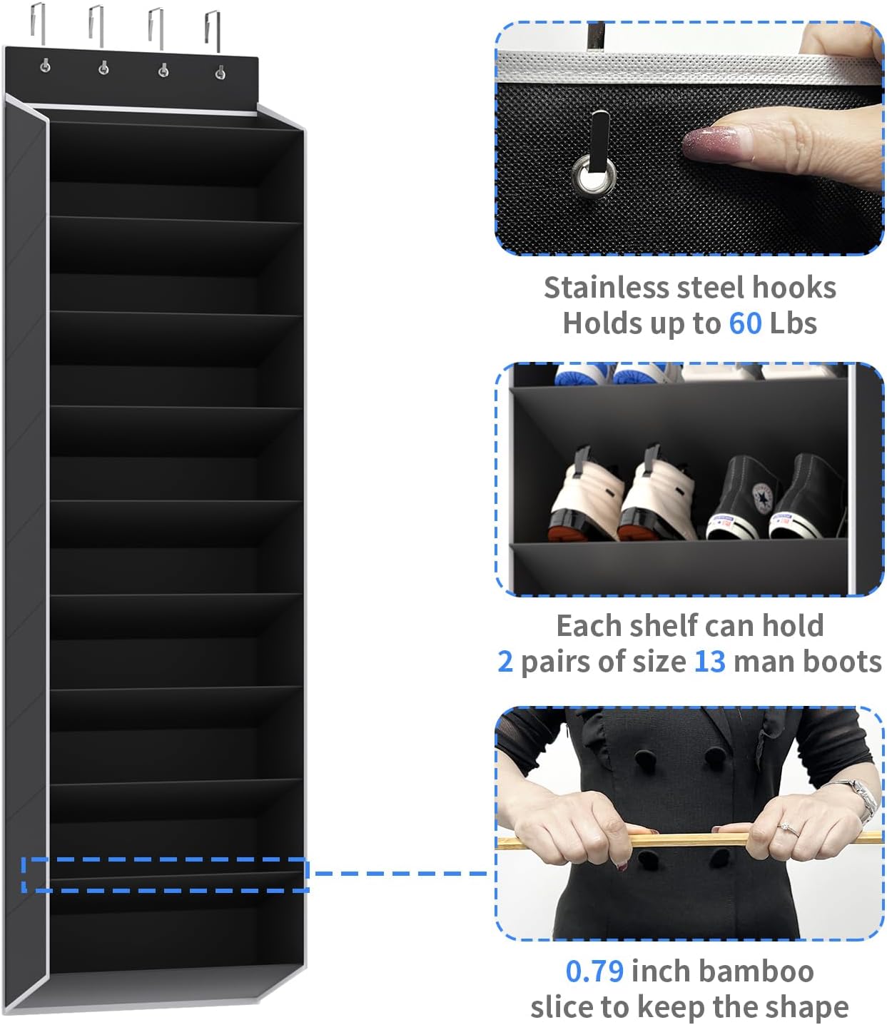 10-Tier Over-the-Door Shoe Organiser
