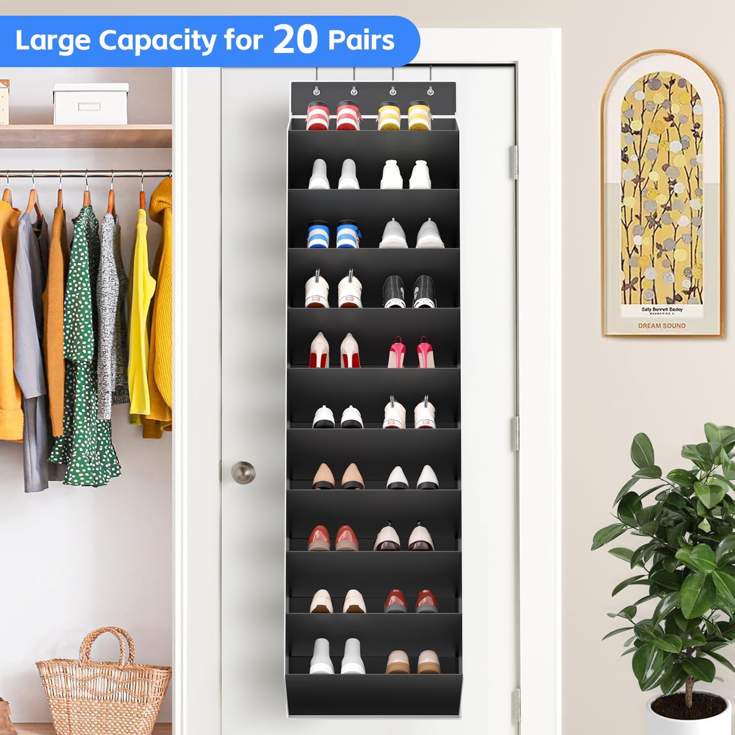 10-Tier Over-the-Door Shoe Organiser